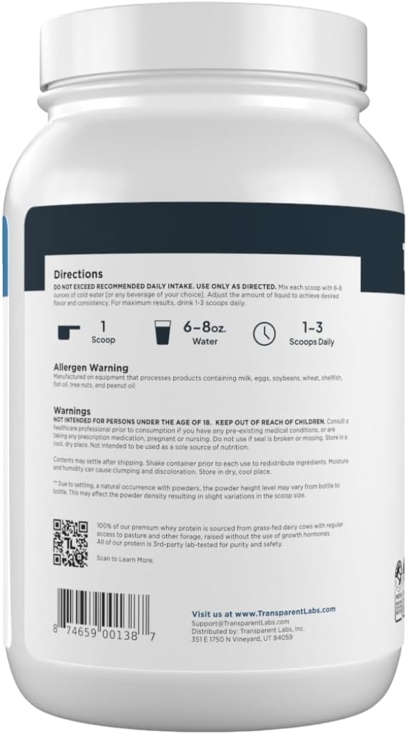Transparent Labs Grass-Fed Whey Protein - 30 Servings, Milk Chocolate