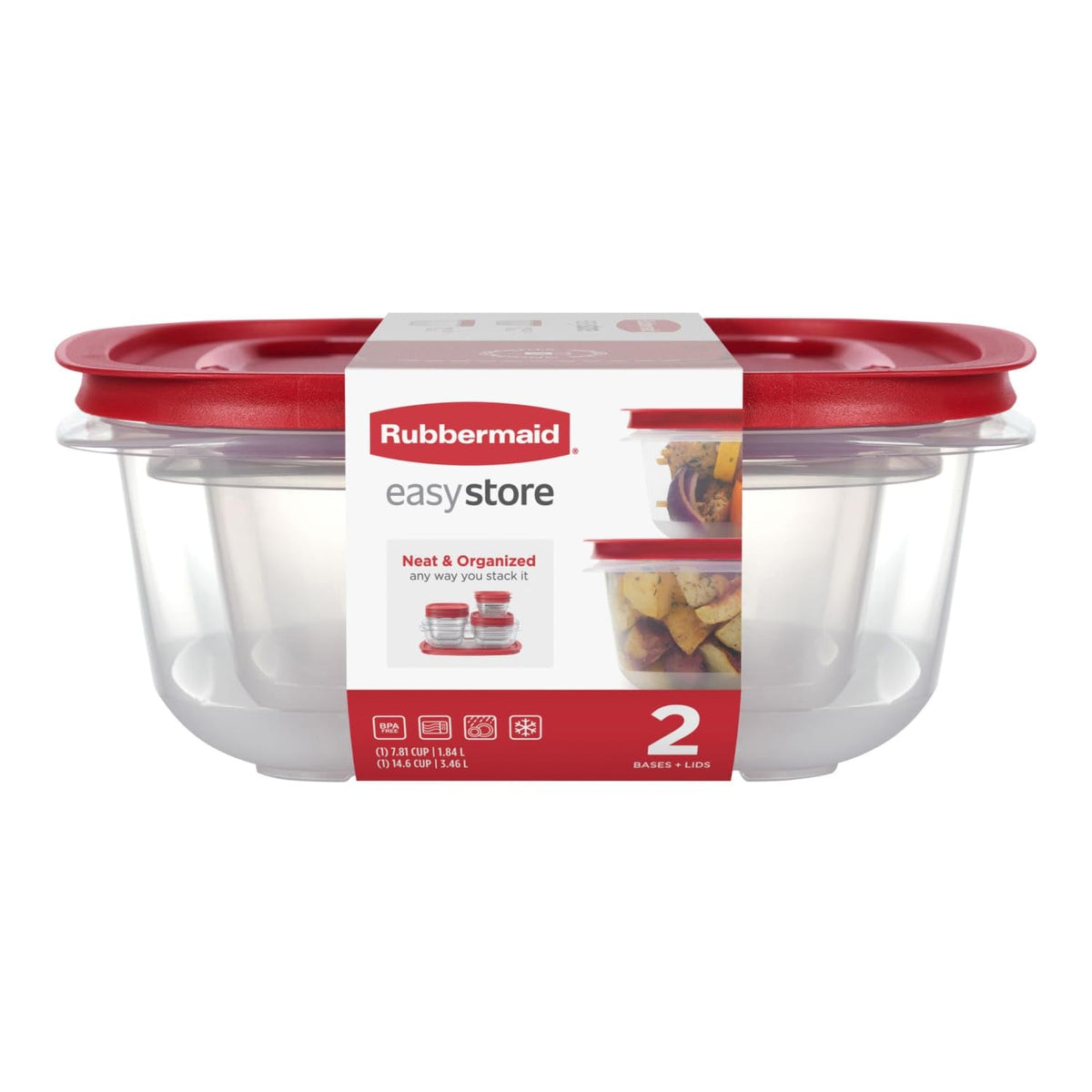 Rubbermaid EasyStore Large Containers, 18-Piece Set, Food Storage Containers with Lids