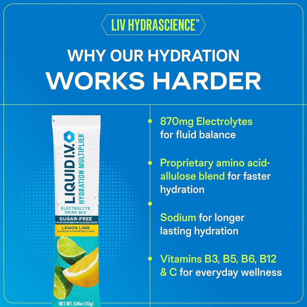 Liquid I.V. Sugar Free Hydration Electrolytes, Lemon Lime, 42 Count