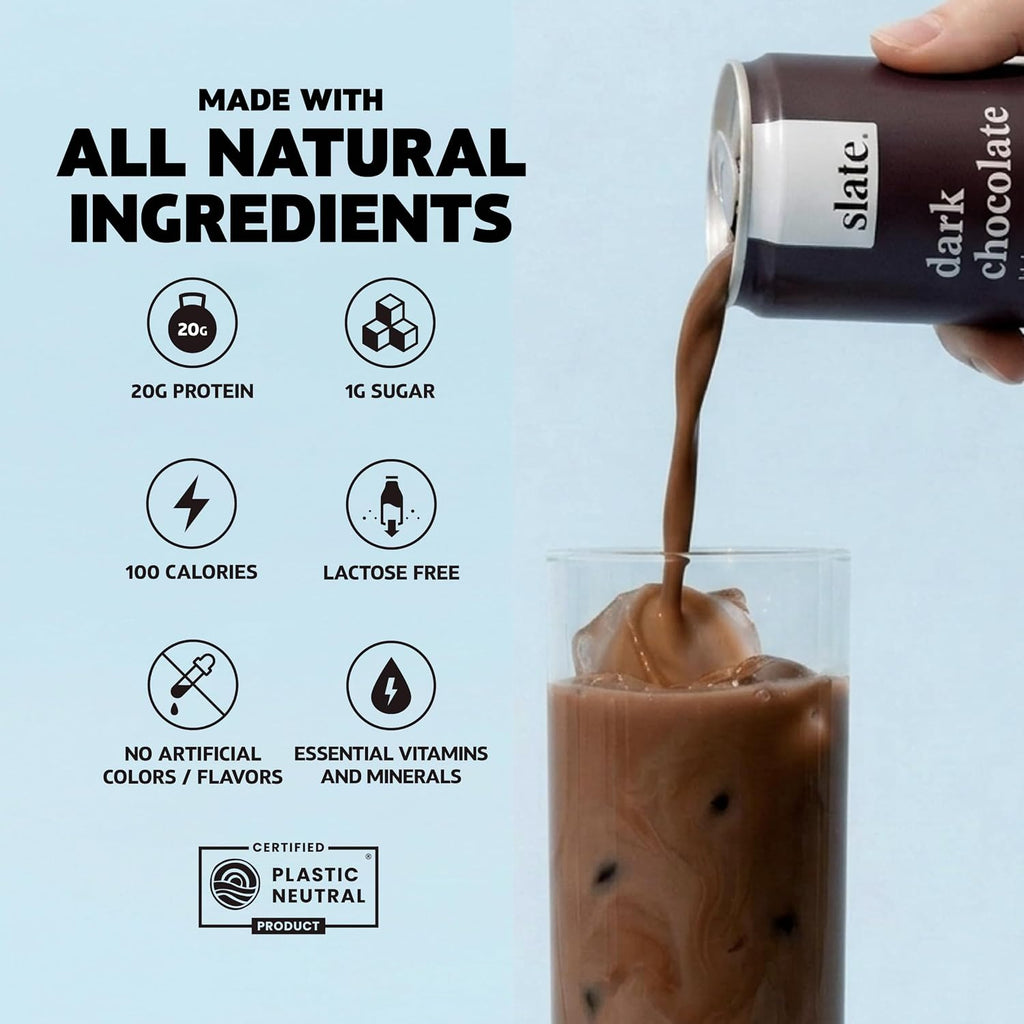 Slate Milk Dark Chocolate 20g High Protein Milk Shake (12 Cans)