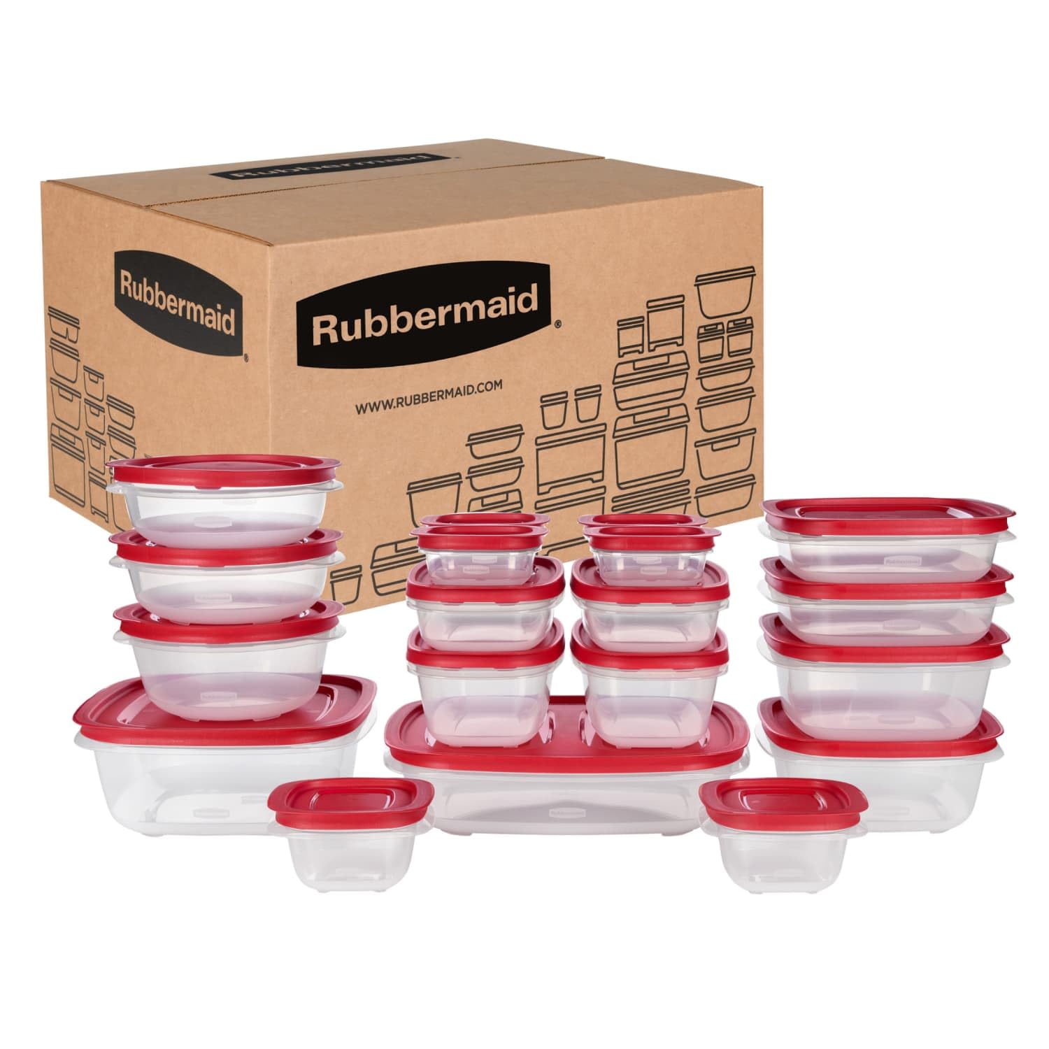 Rubbermaid EasyStore Large Containers, 18-Piece Set, Food Storage Containers with Lids