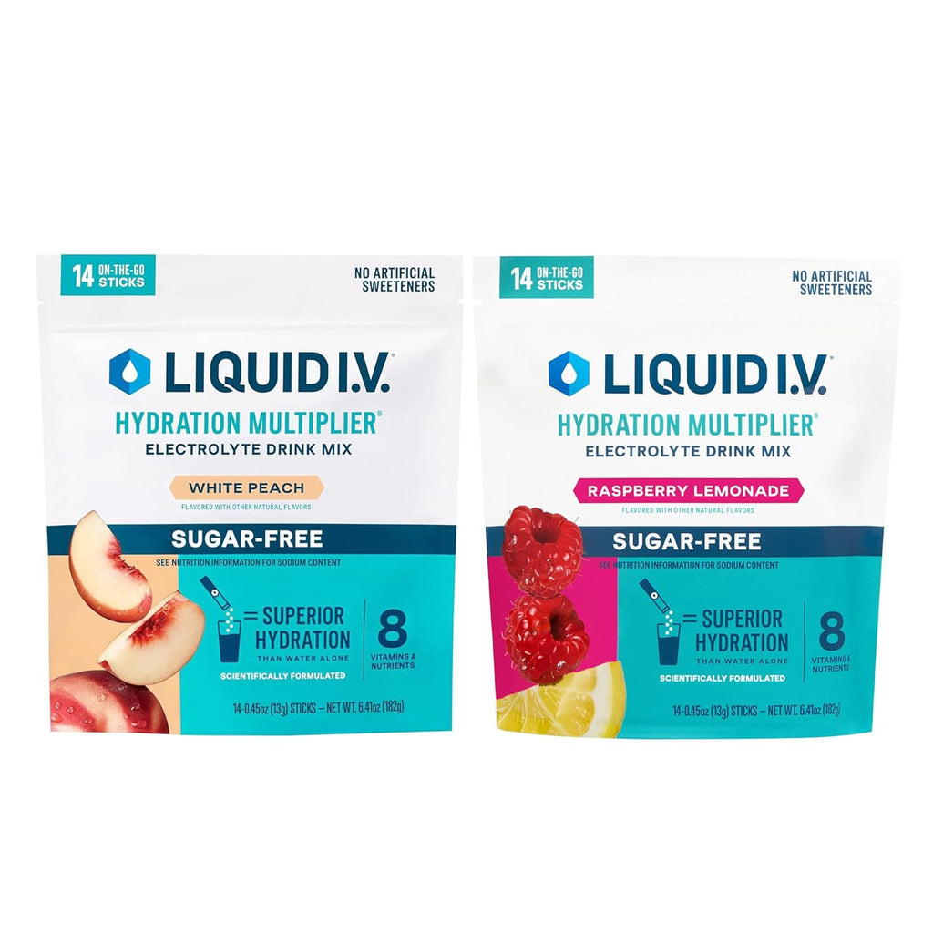 Liquid I.V.® Hydration Multiplier Sugar-Free - Classics - White Peach + Raspberry Lemonade - 2 Pack (14 Servings)