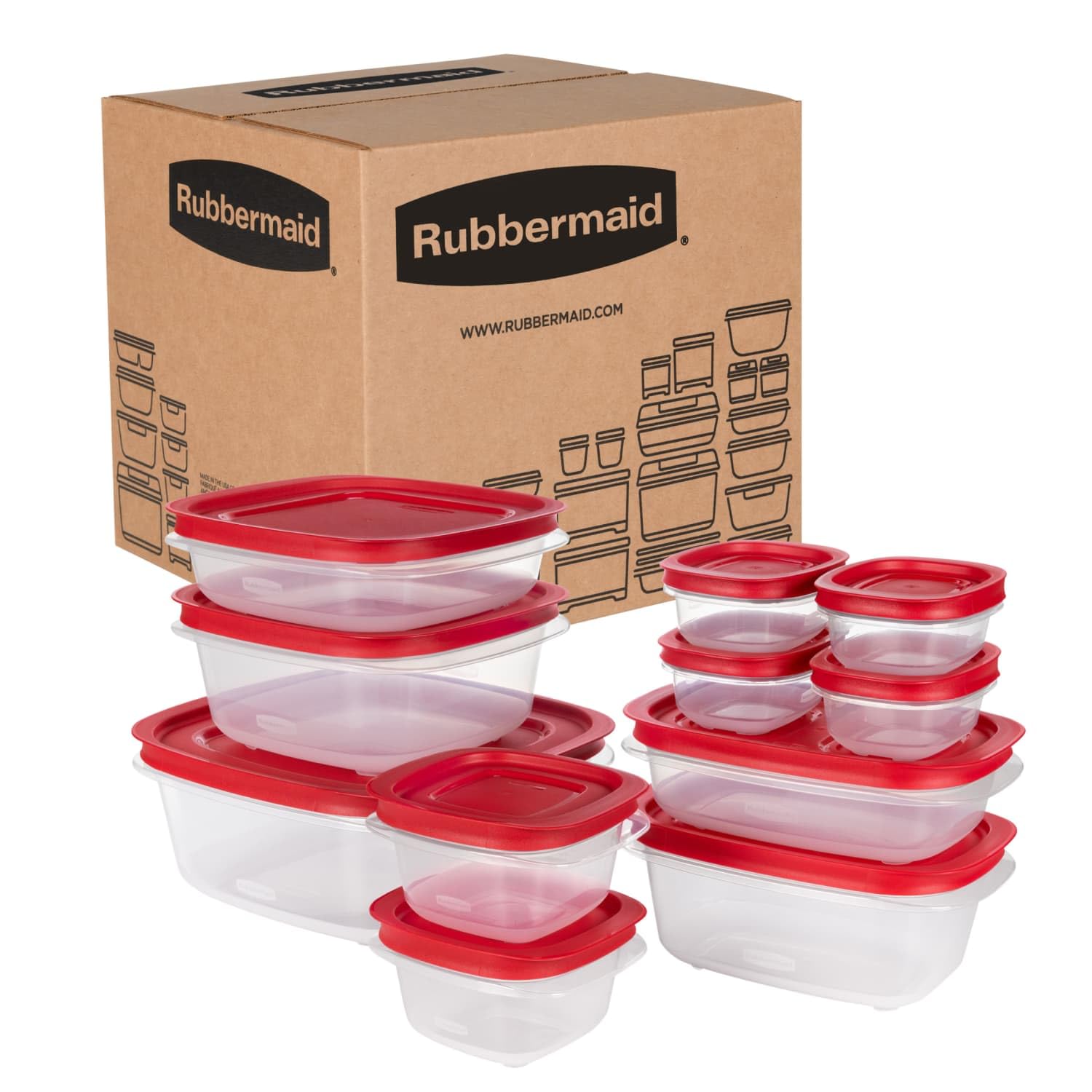 Rubbermaid EasyStore Large Containers, 18-Piece Set, Food Storage Containers with Lids