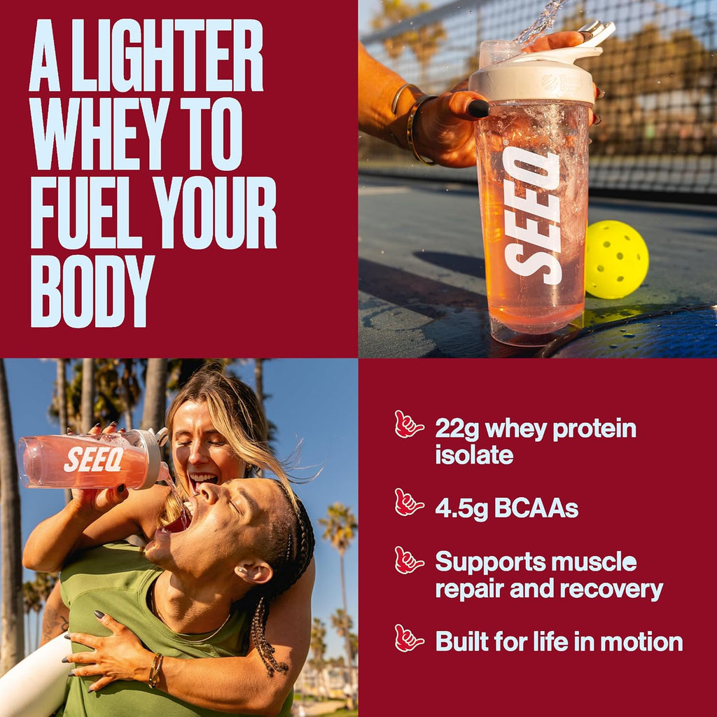 SEEQ Clear Protein Powder Arctic Cherry - Limited Edition - 18 On-The-Go Sticks - 22g Clear Whey Protein Isolate - Zero Sugar - 0g Lactose - Allergen Friendly - GLP1 Support - Post Workout Recovery