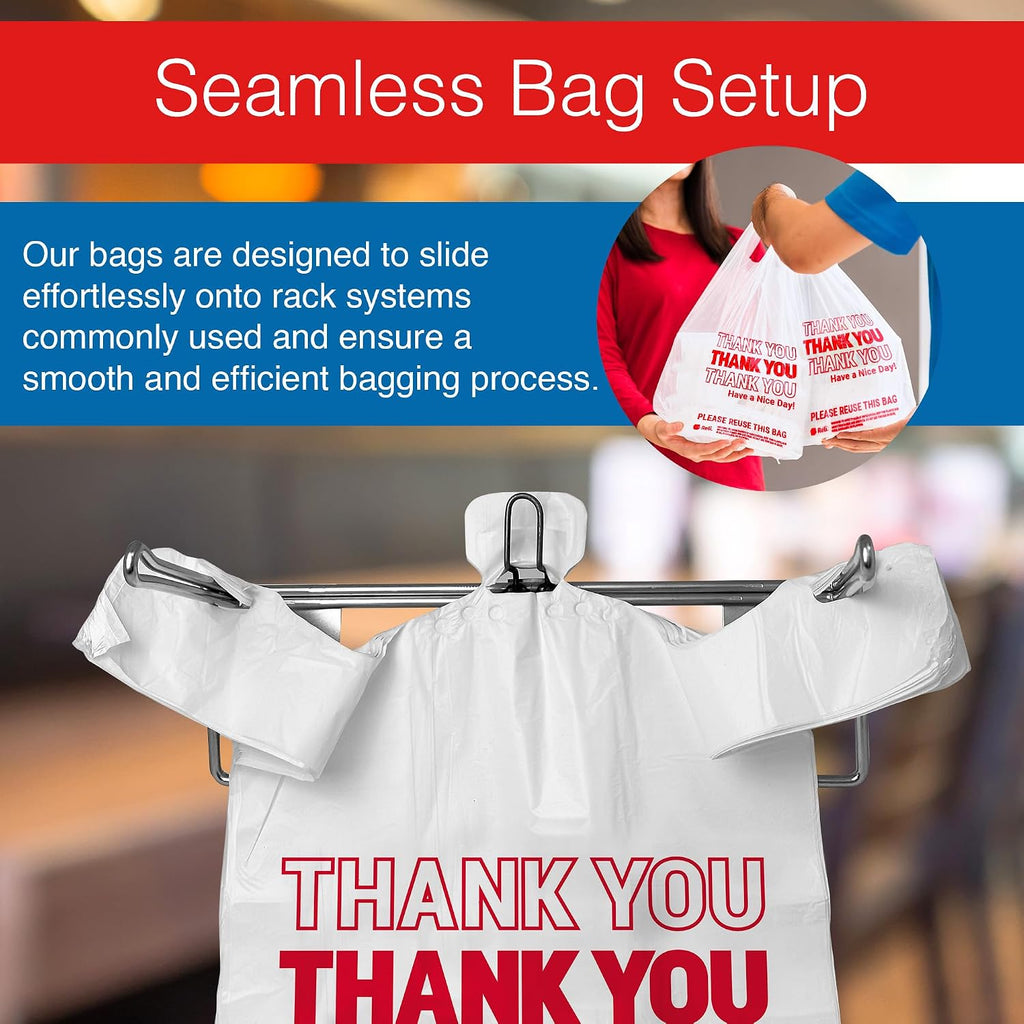 Reli. Thank You Plastic Bags (350 Count) | Carry Out, Grocery, Shopping Bag, Restaurants, Convenience Store, 11.5" x 6.5" x 21" (White)