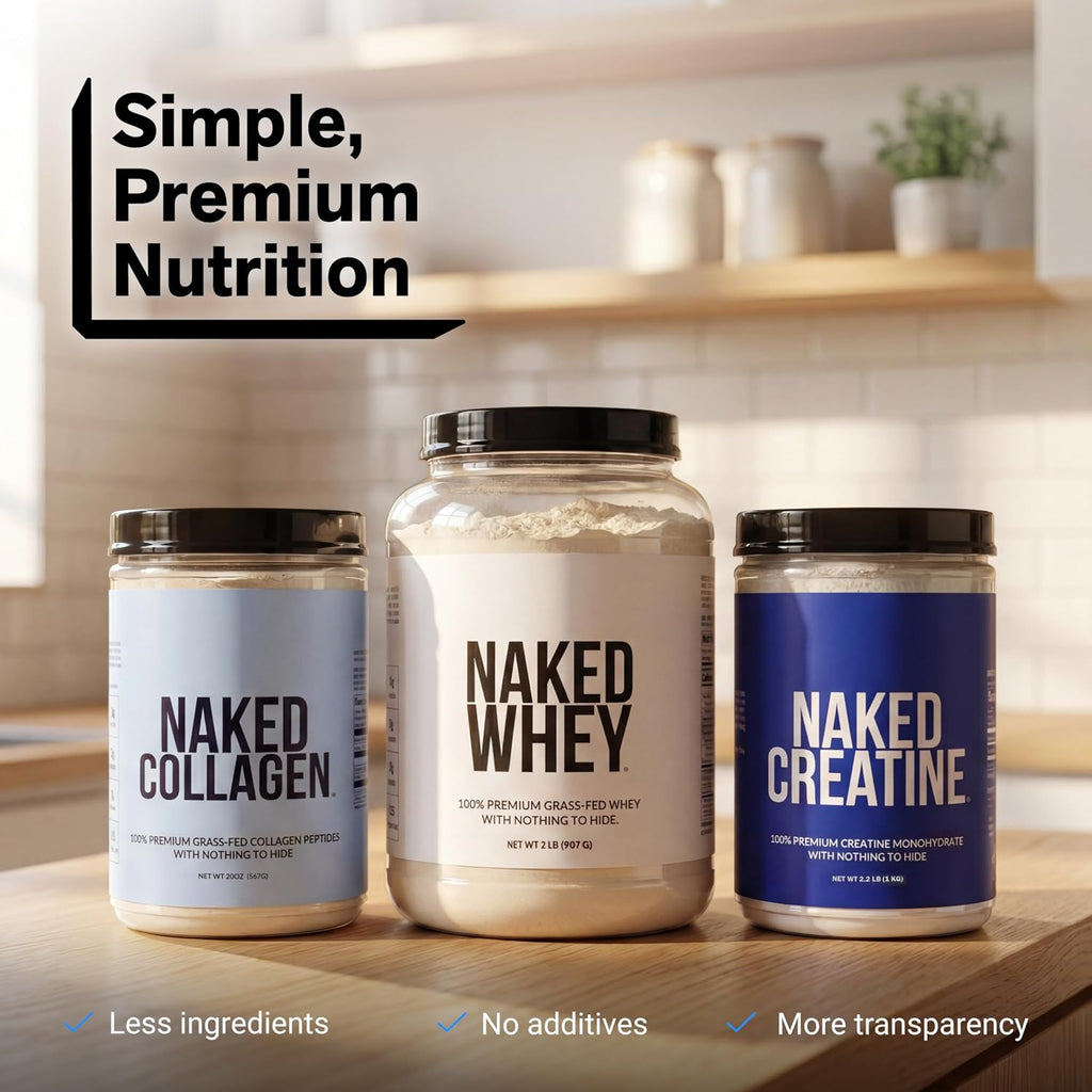 NAKED Vanilla Whey Protein Powder - All Natural Grass Fed Whey Protein Powder, Vanilla Flavor, Organic Coconut Sugar, 5Lb Bulk, NSF Certified, GMO-Free, Soy Free, Gluten Free - 61 Servings