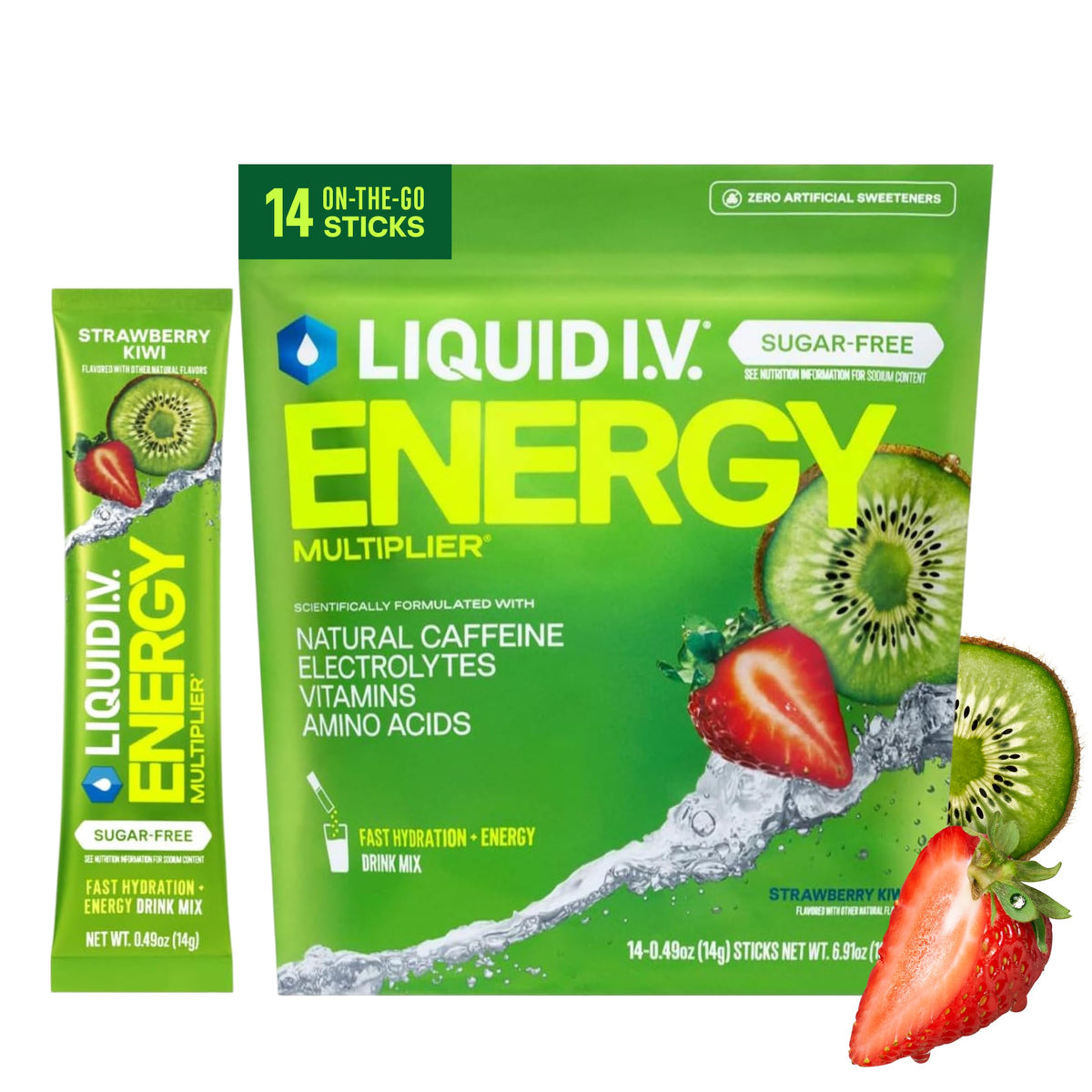Liquid I.V. Sugar Free + Energy Electrolytes, BlackBerry Lemonade, 14 Count