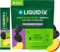 Liquid I.V. Hydration + Energy Electrolytes, BlackBerry Peach, 14 Count