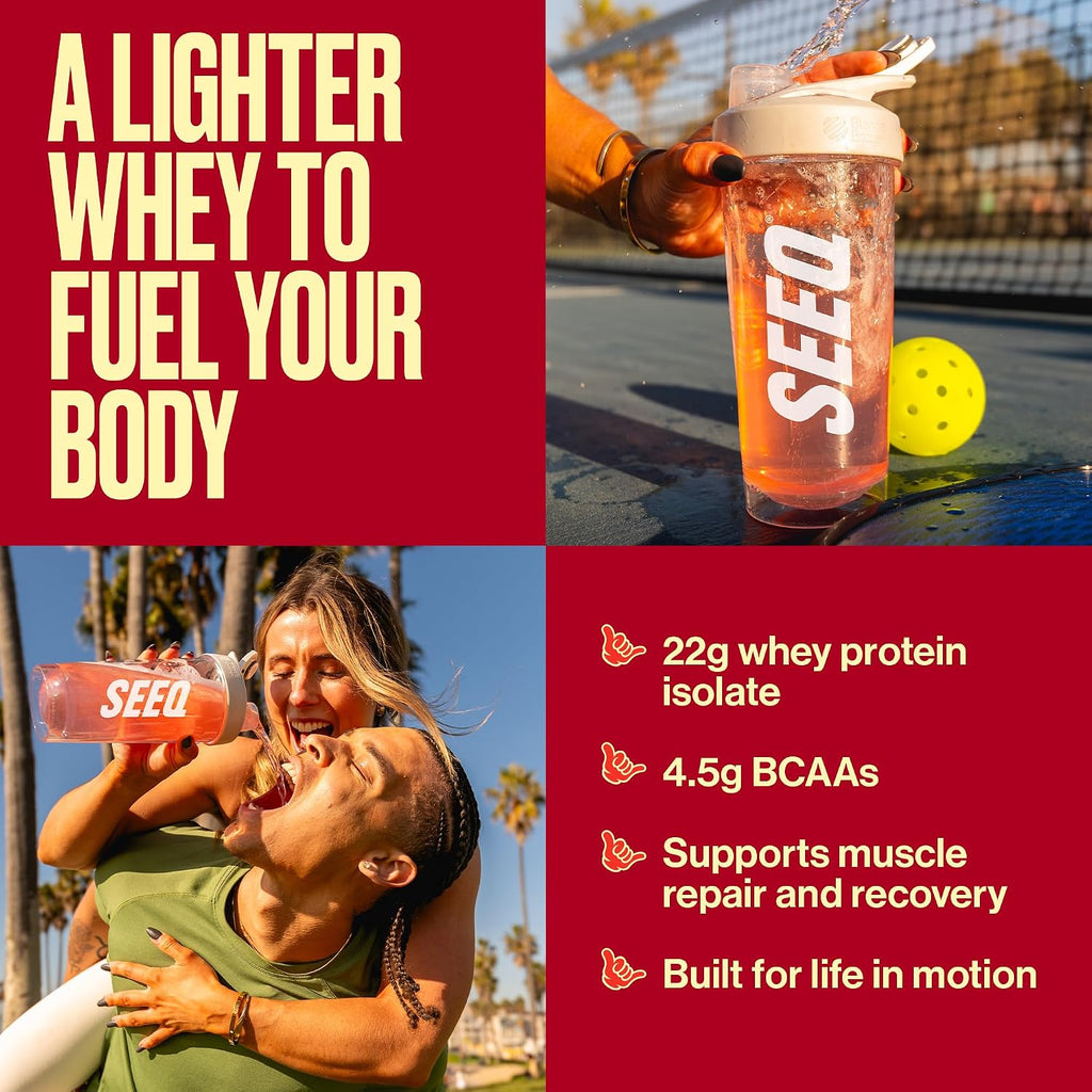 SEEQ Clear Protein Powder - Strawberry Lemonade - 22 Servings - 22g Clear Whey Protein Isolate - Zero Sugar - 0g Lactose - Allergen Friendly - GLP1 Support - Bone Health - Muscle Post Workout Recovery
