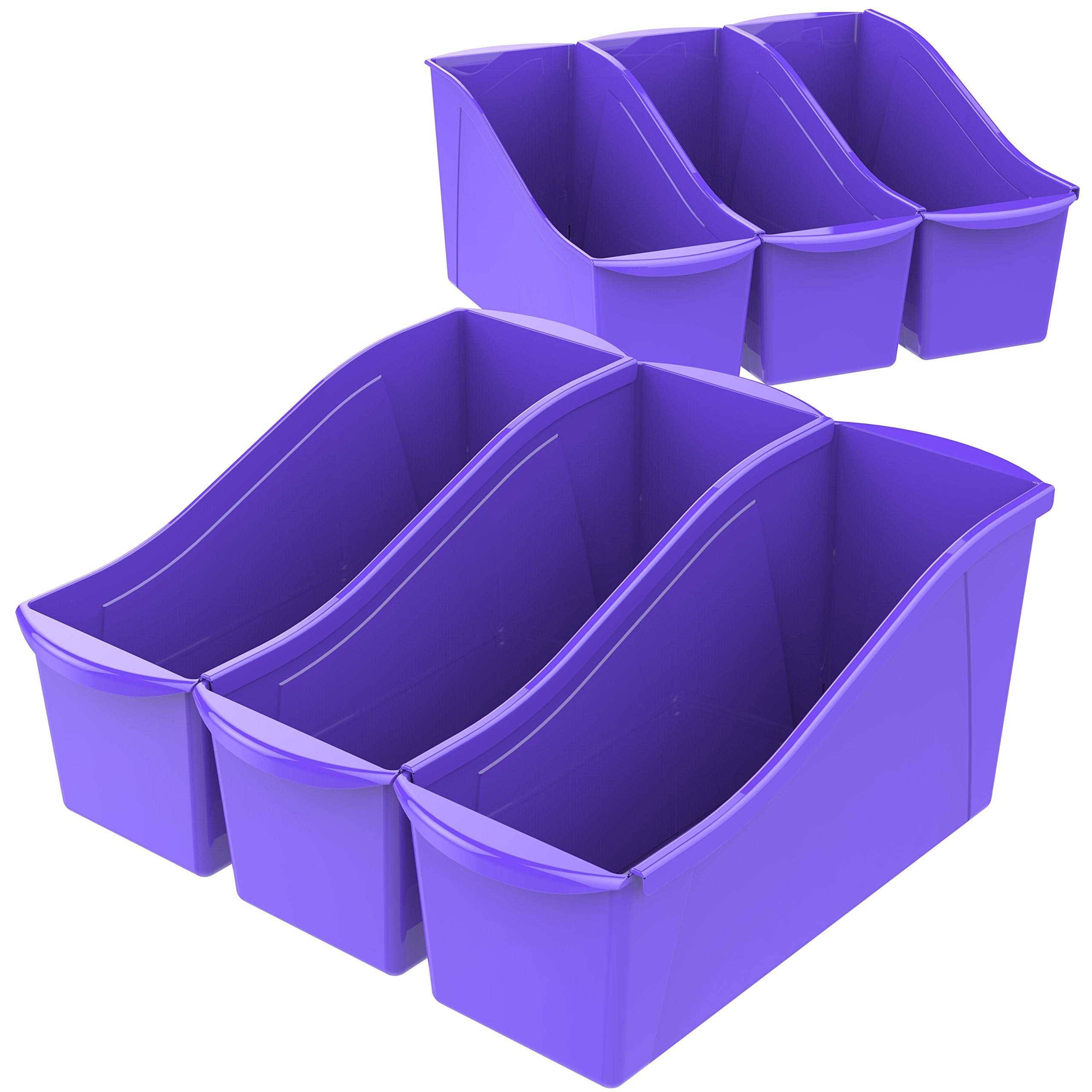 Storex Large Book Bin, Interlocking Plastic Organizer for Home, Office and Classroom, STEM Assortment, 6-Pack
